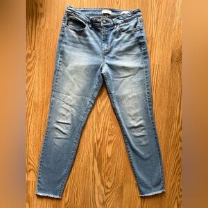 Jessica Simpson High Rise Skinny Ankle Gray Jeans Raw Hem Y2K Vibes